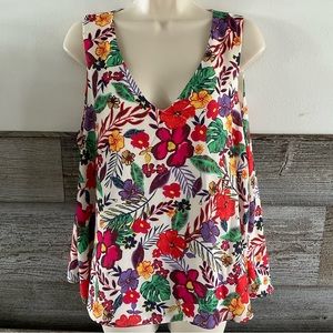 Tabitha Webb floral sleeveless lined top size Large